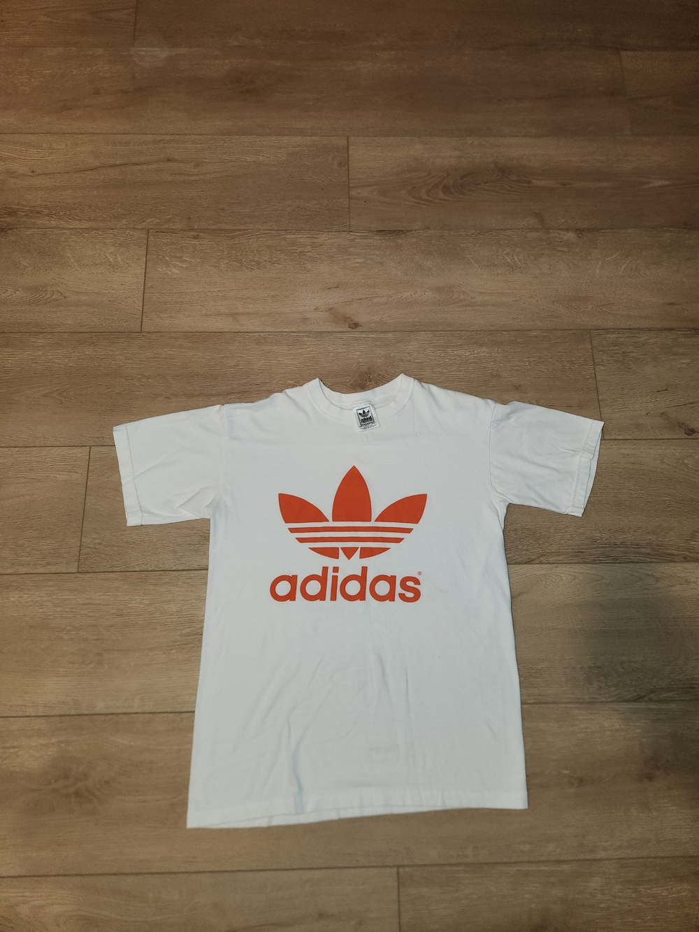 Vintage Y2K Adidas Graphic T-shirt Red Orange & White Men's Size Small Good Cond